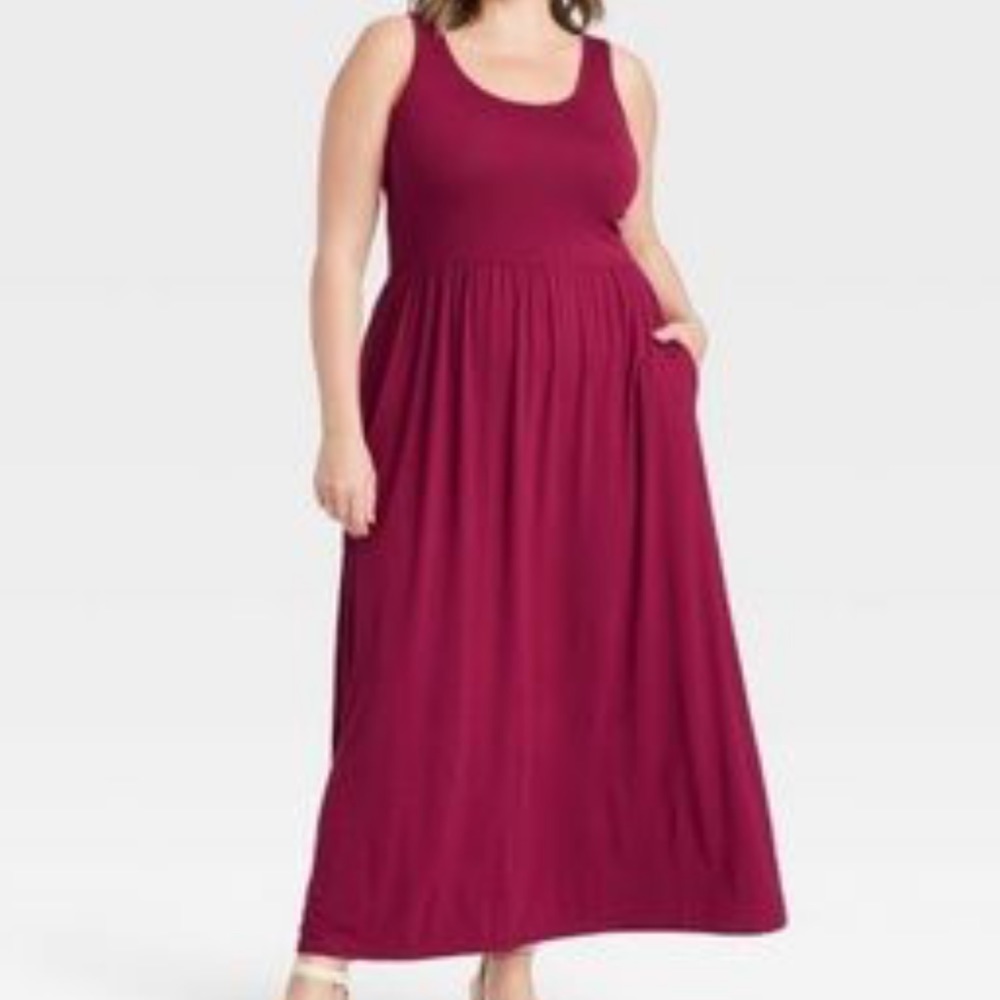 Ava & Viv Maroon Maxi Dress Size 1X Plus Size